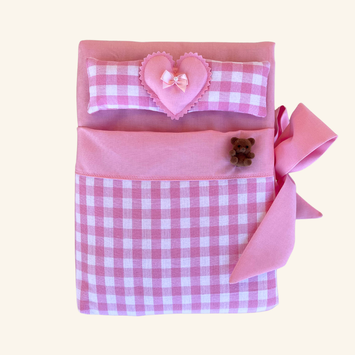 Pink Gingham Large Bed Book Sleeve