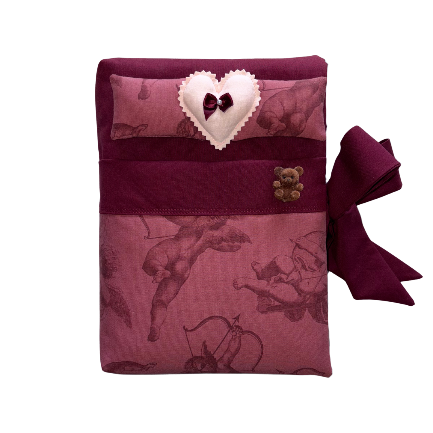 Burgundy Cupid Large Bed Book Sleeve