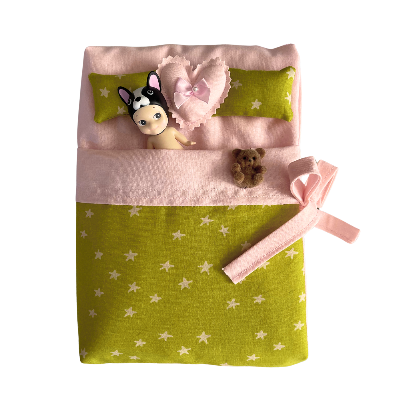 Green + Pink Stars Medium Bed Book Sleeve